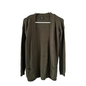Love Olive Green Knit Open-Front Cardigan Size Small